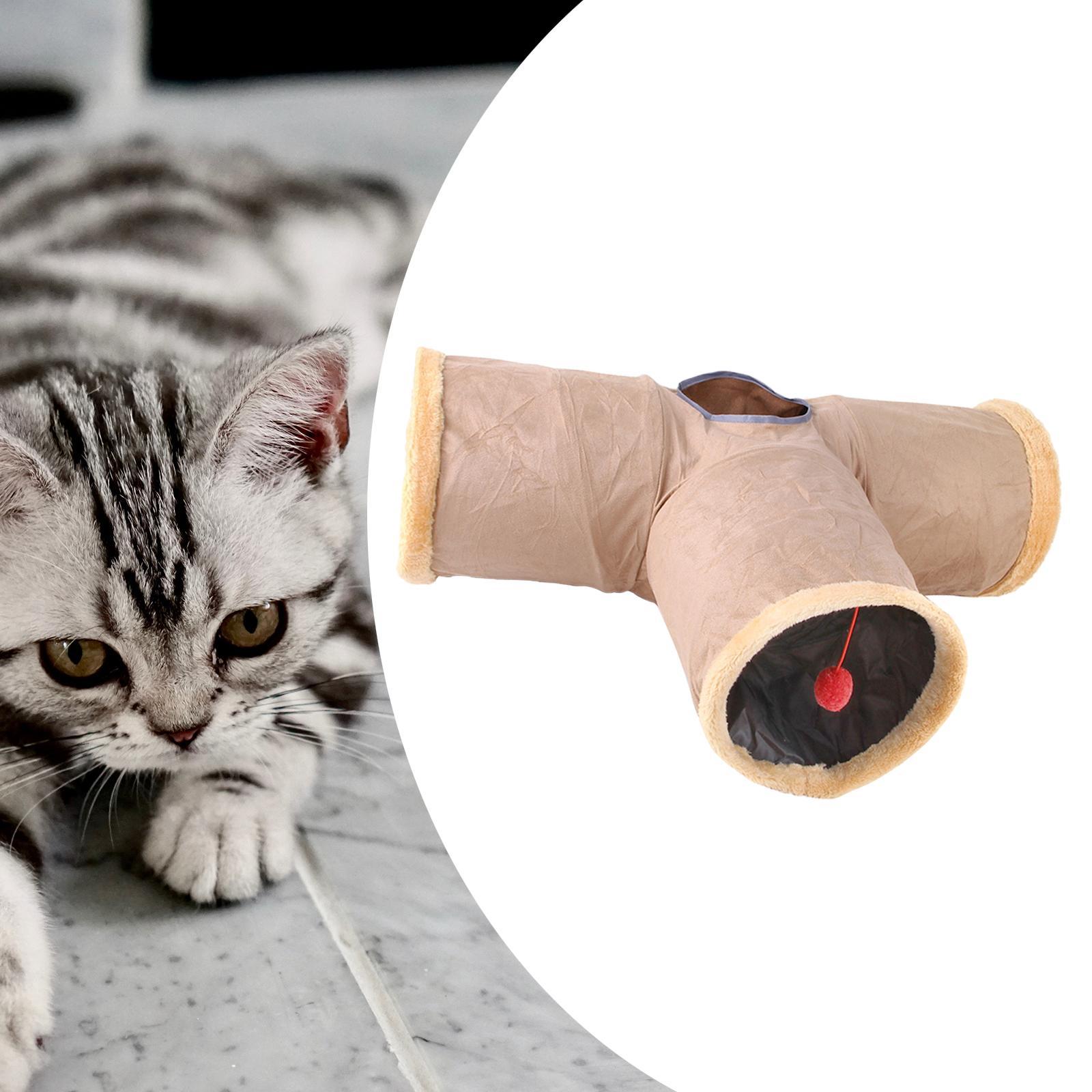 Cat Tunnel Tube for Indoor Cats, Cat Toys 3 Way Collapsible, Kitty Tunnel Cat Pet Toys Peek Hole Toy for Puppy, Kitten, Rabbit