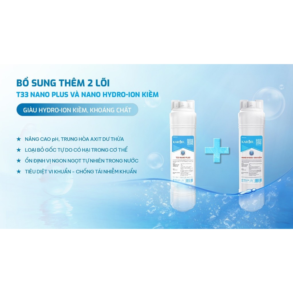 [ĐỘC QUYỀN ONLINE -Tặng Bộ Lõi ] Máy lọc nước RO 12 lõi Karofi KAQ-EC19 -BỔ SUNG HYDRO-ION KIỀM, Công nghệ AioTec, BH36 - Hàng chính hãng
