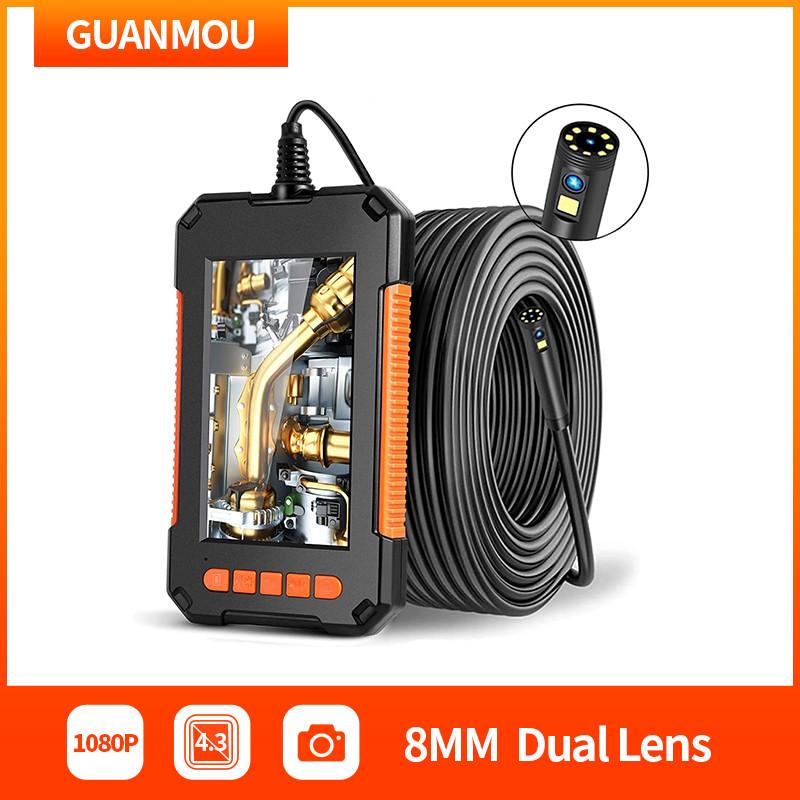 Dual Lens Industrial Endoscope 1080P 4.3 Inch LCD Digital Borescope Inspection Camera with 8mm IP67 Waterproof Snake Camera