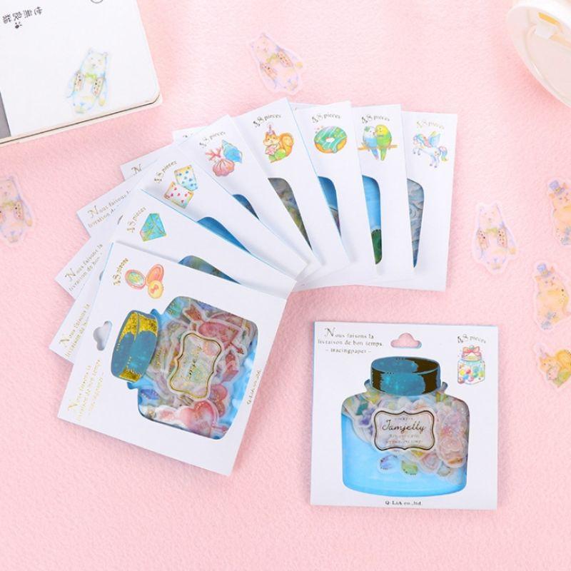 Sticker giấy dầu Jam Jelly dán trang trí sổ, Kích thước: 154mm * 100mm