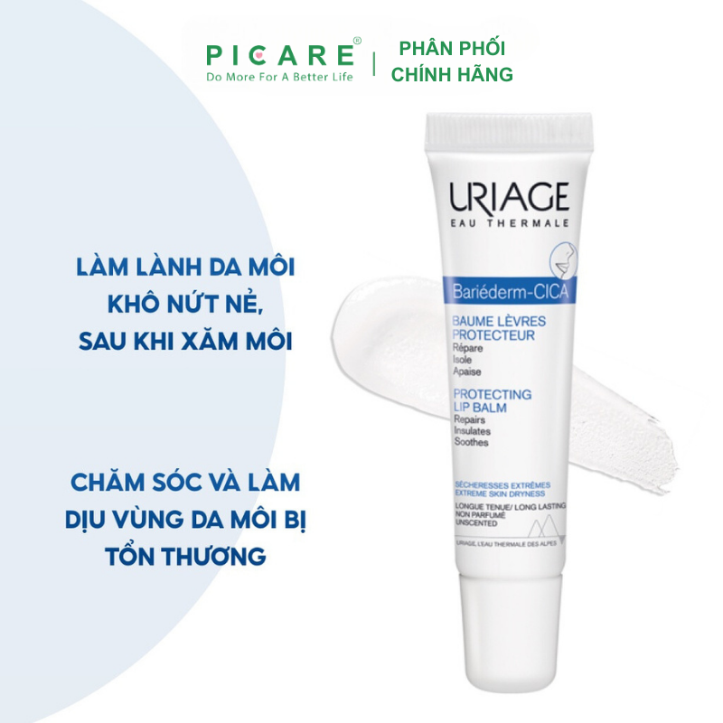 Kem Chăm Sóc Môi Khô, Nứt Nẻ Uriage Bariederm Cica Levres Baume Protecteur 15Ml
