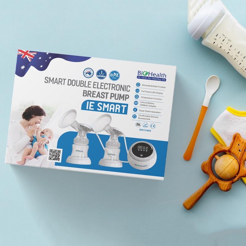 Máy hút sữa điện đôi BioHealth IE Smart 30 cấp độ hoạt động hút êm ái &amp; có đèn LED cảm biến | BH 1 năm