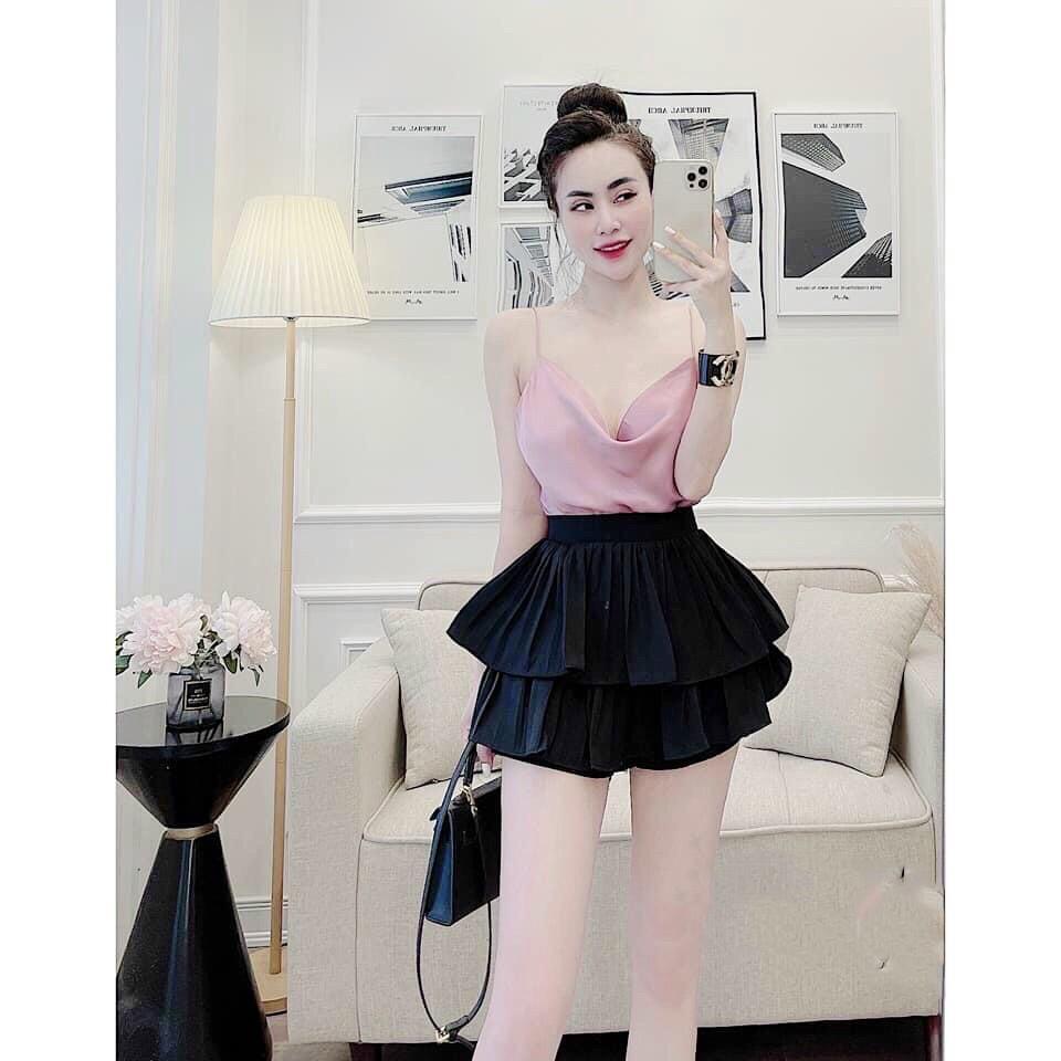 Áo Lụa 2 dây Cổ Đổ Hàn Quốc, Lụa Tơ Tằm Cao Cấp Hàng Loại 1