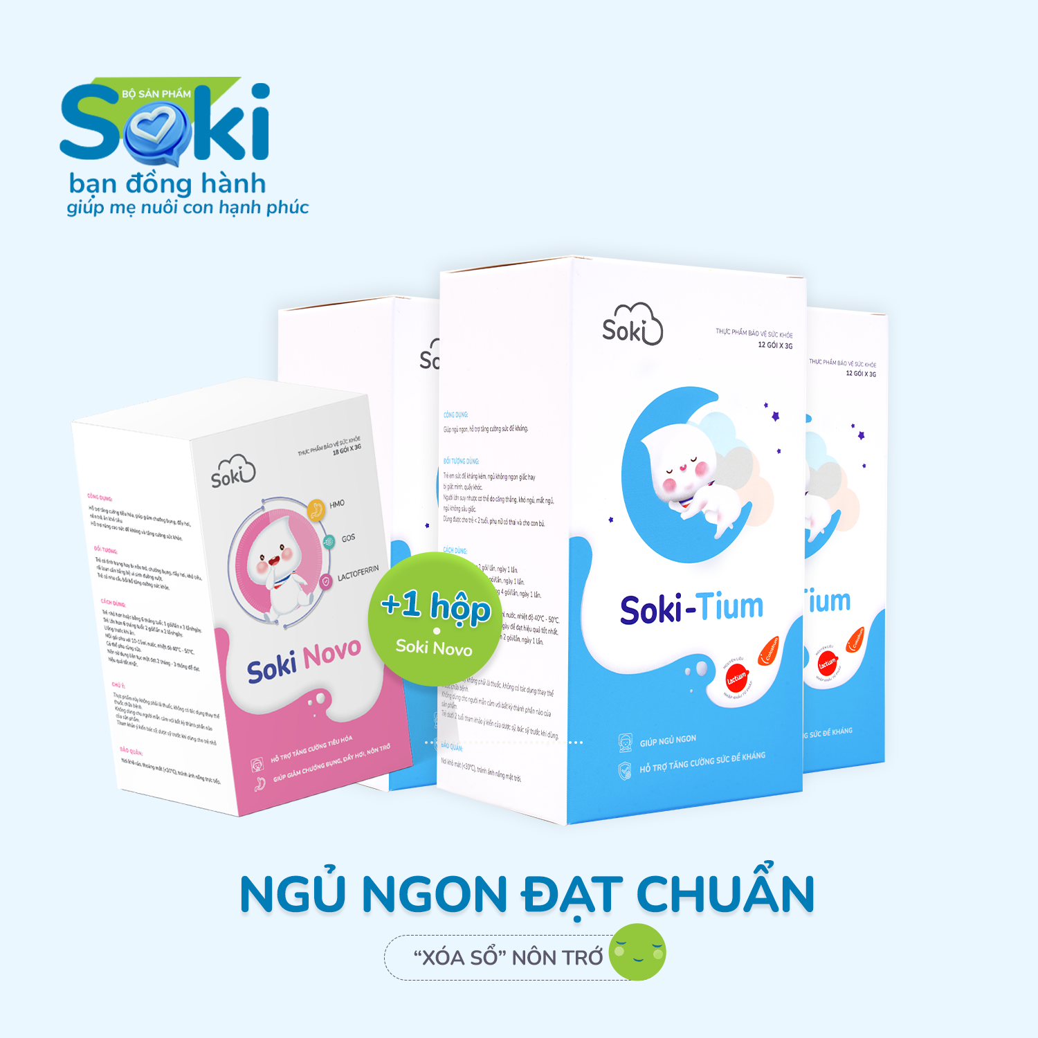 Bộ đôi ngủ ngon tiêu hóa tốt, giảm nôn trớ cho bé Soki Tium + Soki Novo