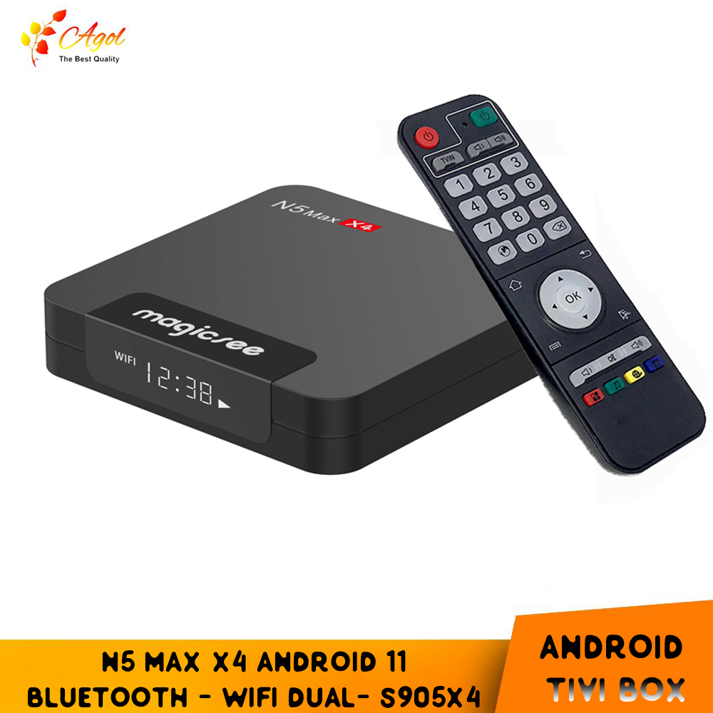 Android tivi box MAGICSEE N5 MAX X4 Ram 4G Android 11, S905X4, wifi 2 băng tần, bluetooth cài sẵn phim HD, truyền hình cáp miễn phí vĩnh viễn - Hàng nhập khẩu