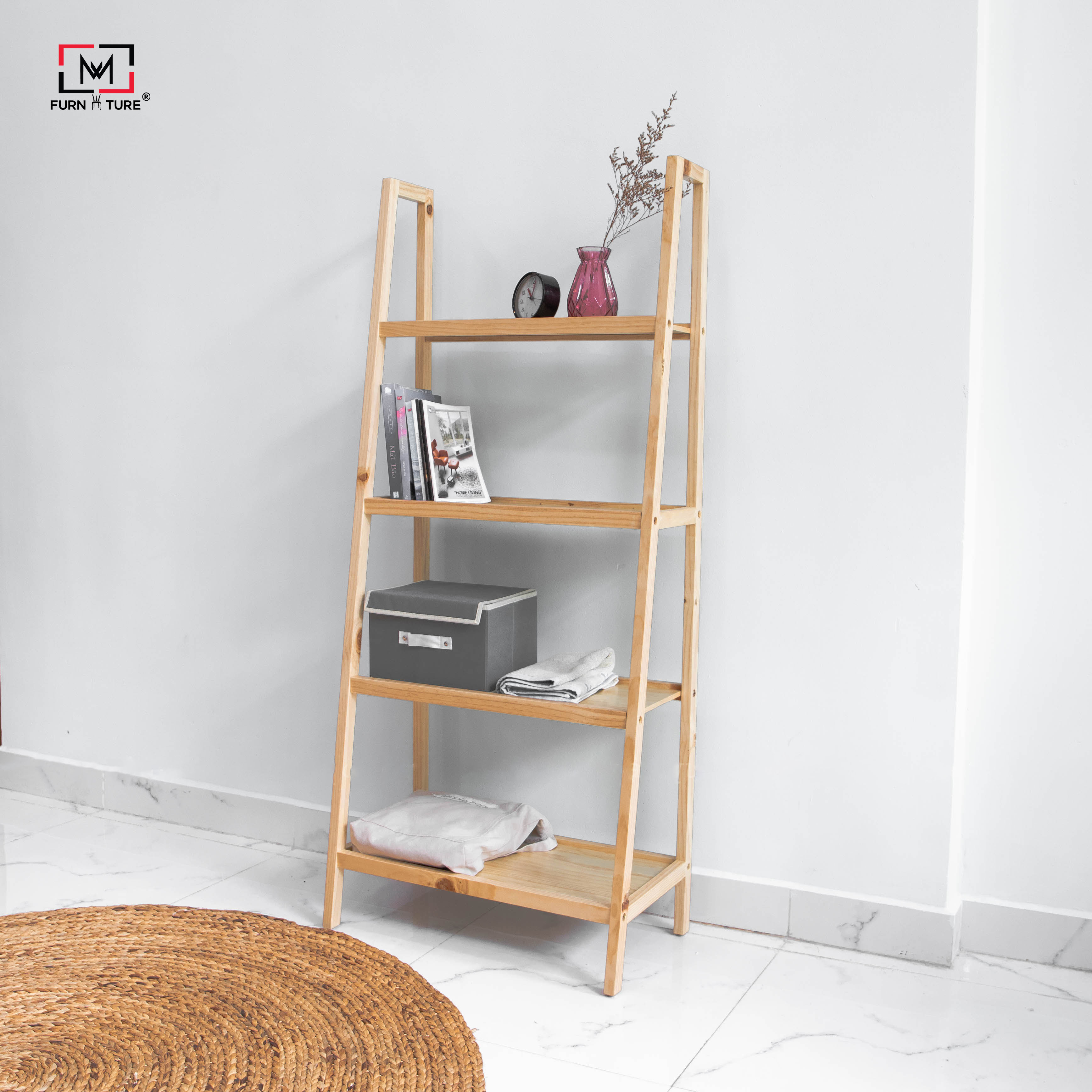 KỆ SÁCH 4 TẦNG MÀU GỖ SIZE L - A BOOKSHELF 4F NATURAL SIZE L