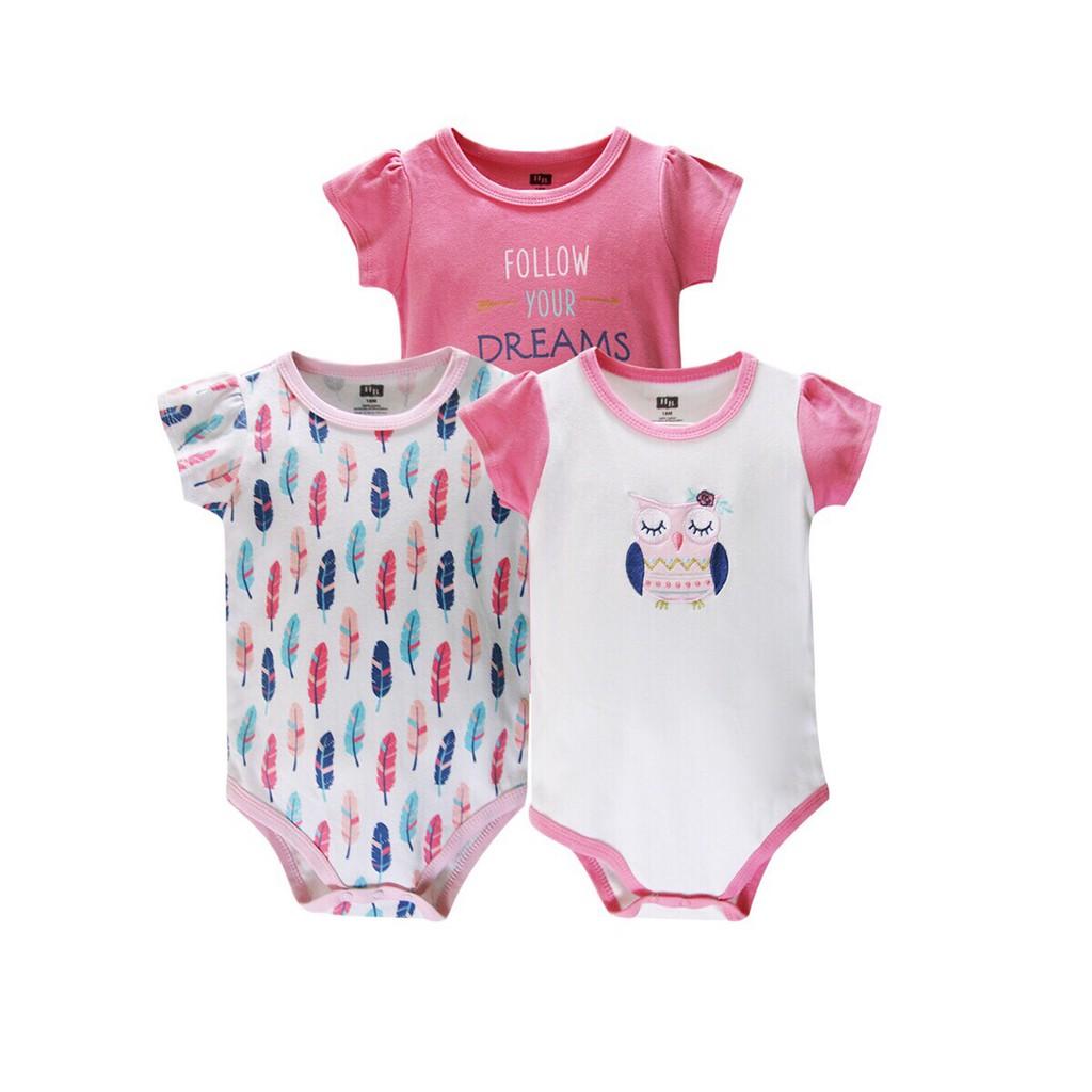 Set 3 Bodysuit Cộc Tay Xuất Dư Đẹp Cho Bé Trai &amp; Gái Từ 3-13kg