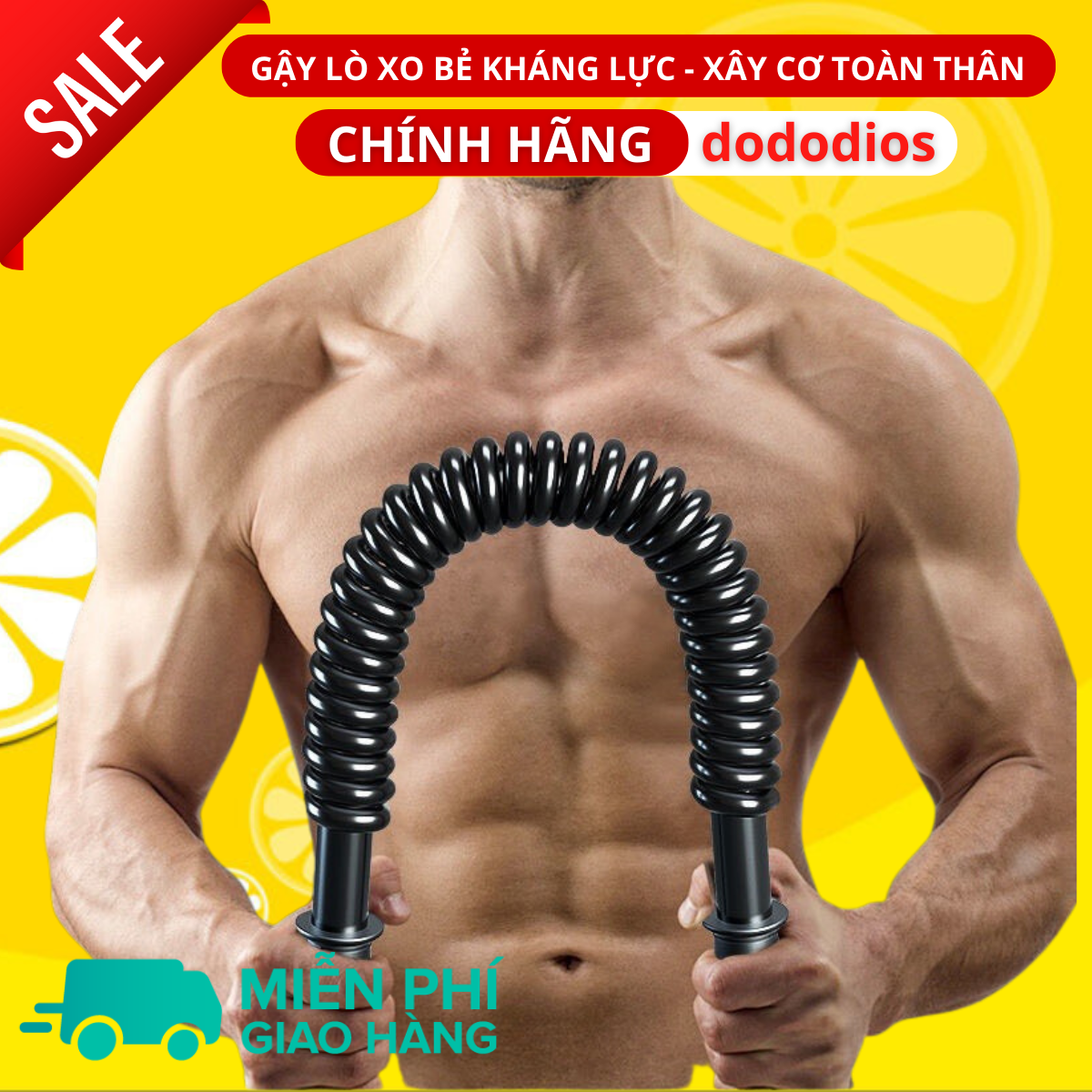 Gậy lò xo, Gậy Bẻ Tập Cơ Tay Gậy Lò Xo Lực 20kg, 25kg, 30Kg, 40kg, 50kg, 60kg - Hàng chính hãng dododios - gậy lò xo 100kg màu vàng