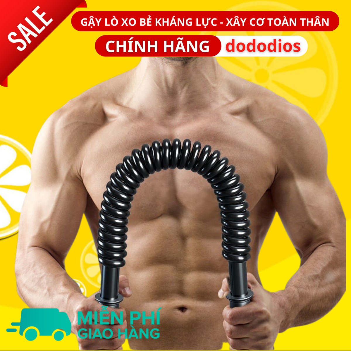 gậy lò xo 5kg 10kg 20kg, Gậy Bẻ Tập Cơ Tay Gậy Lò Xo Lực 20kg, 25kg, 30Kg, 40kg, 50kg, 60kg - Hàng chính hãng dododios - gậy lò xo 100kg màu vàng