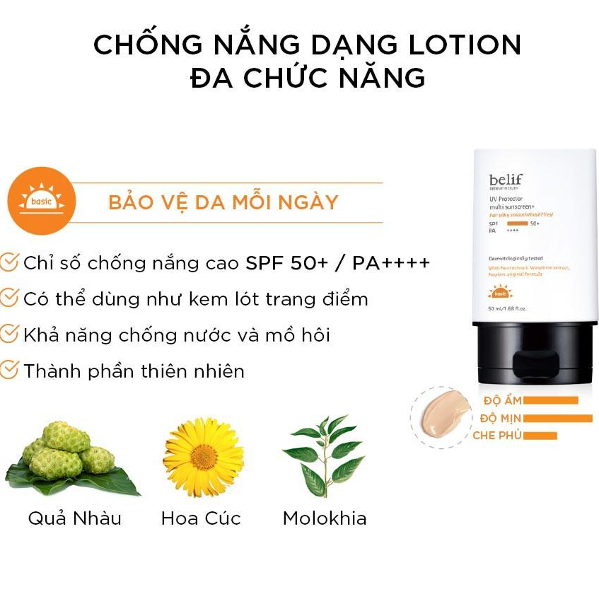 Kem chống nắng hiệu chỉnh da Belif UV Protector Multi Sunscreen SPF50+ PA++++ 50ml