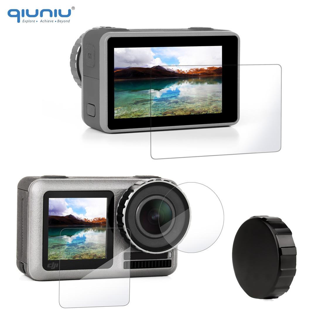 QIUNIU Ống Kính Bảo Vệ Màn Hình Ống Kính Phim Bảo Vệ Với Máy Ảnh Nắp Ống Kính Cho DJI Osmo Action 1 Phụ Kiện Máy Ảnh Thể Thao