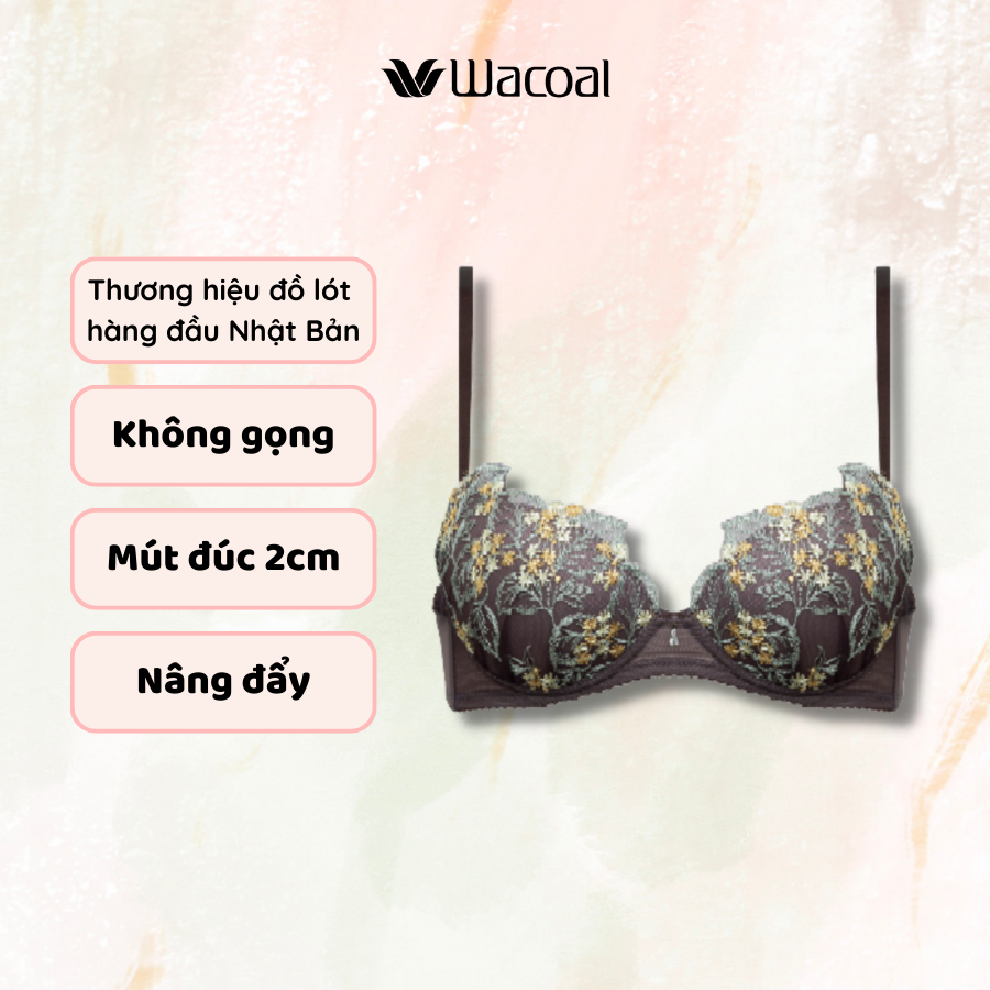Áo lót Wacoal không gọng, nâng vừa, ren, mút đúc, dây liền VBMI333