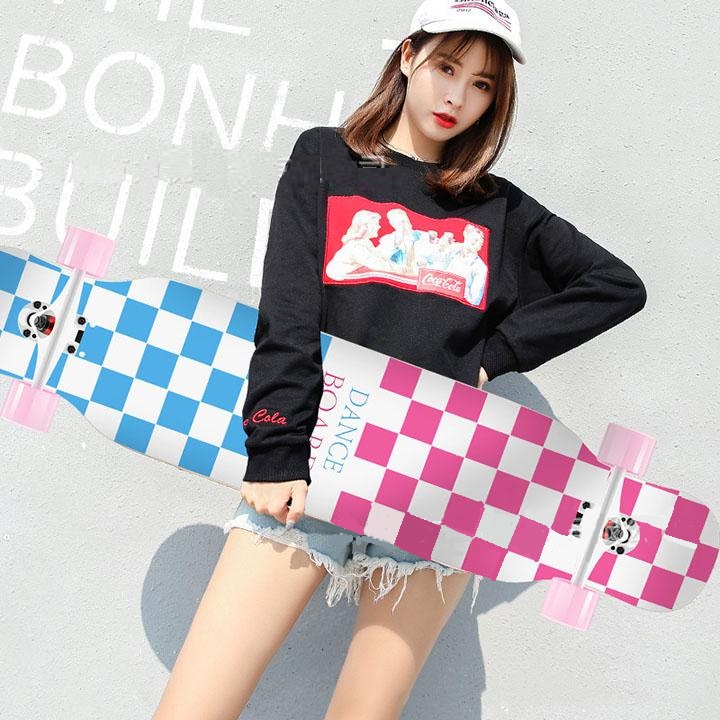 Ván Trượt Dài Mặt Nhám Dance LongBoard Cỡ Lớn cho Nữ, Kích Thước107cm, Gỗ ép 7 Lớp  (Giao Màu Ngẫu Nhiên)