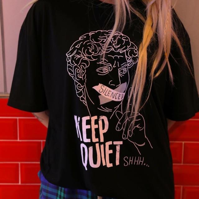 Áo thun tay lỡ dáng rộng 100% cotton Keep quiet - MACARON