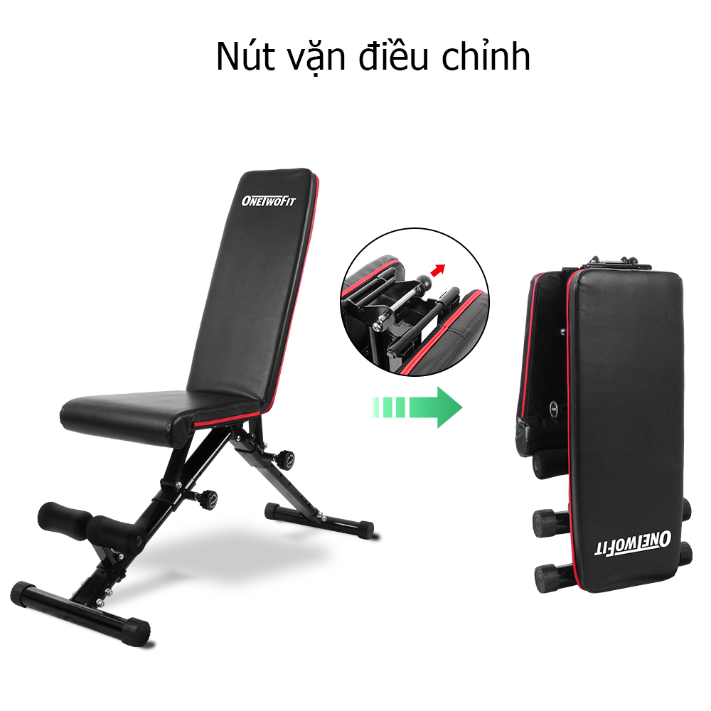 OneTwoFit ghế tập tạ có thể điều chỉnh  thể gập xuống đa chức năng,thích hợp cho bài tập toàn thân