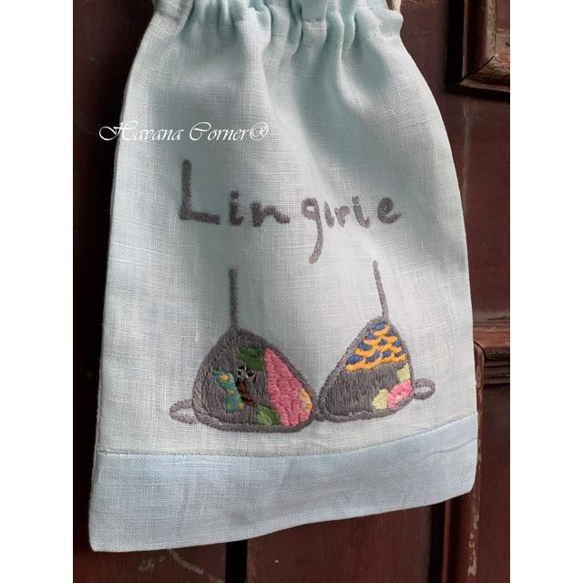 Túi dây rút thêu tay lingerine dễ thương size 19*13.5 cm - Vietnam Handmade Pouch With Embroidery