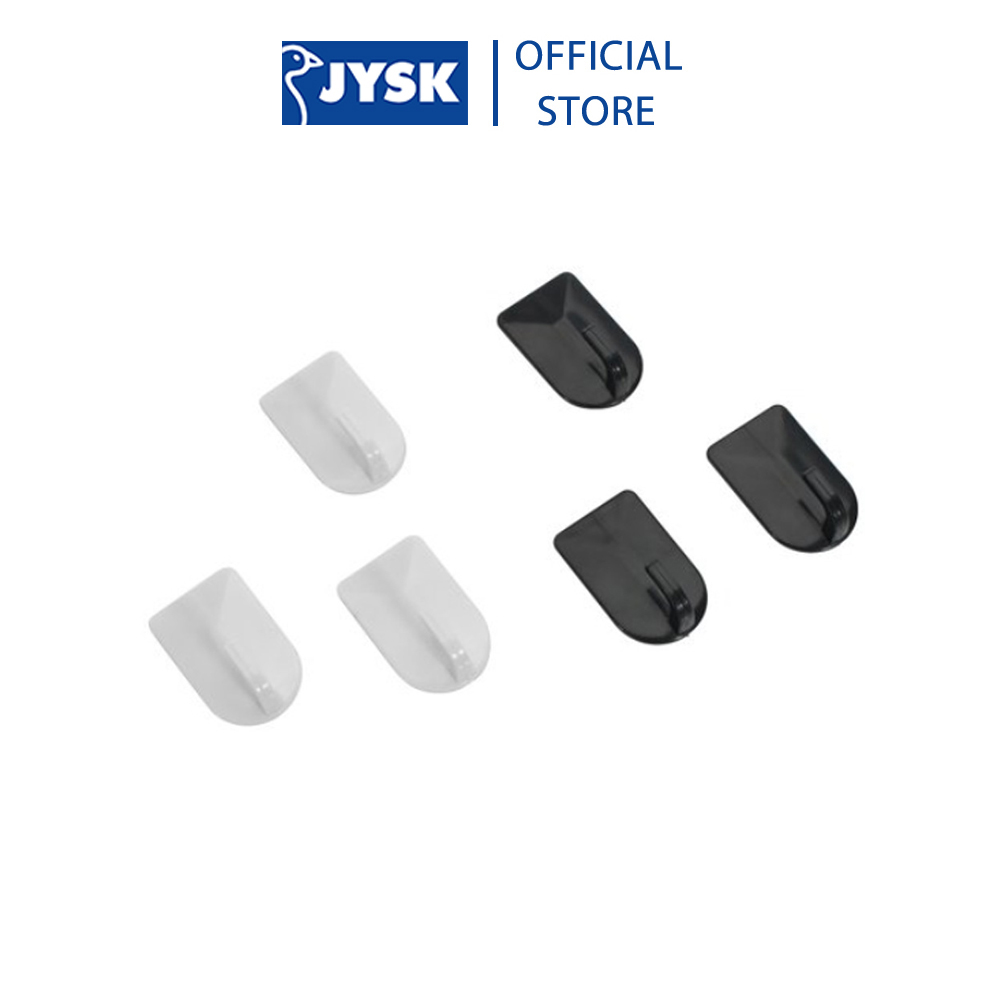 Bộ 3 móc treo phòng tắm | JYSK Riala | nhựa | đen/trắng | R3.5xD2xC6cm