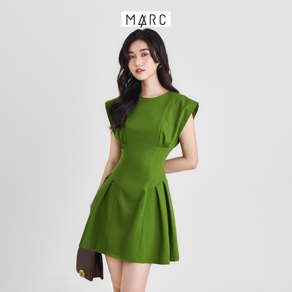 Đầm nữ MARC FASHION mini linen ôm eo nhún ngực tùng xếp ly