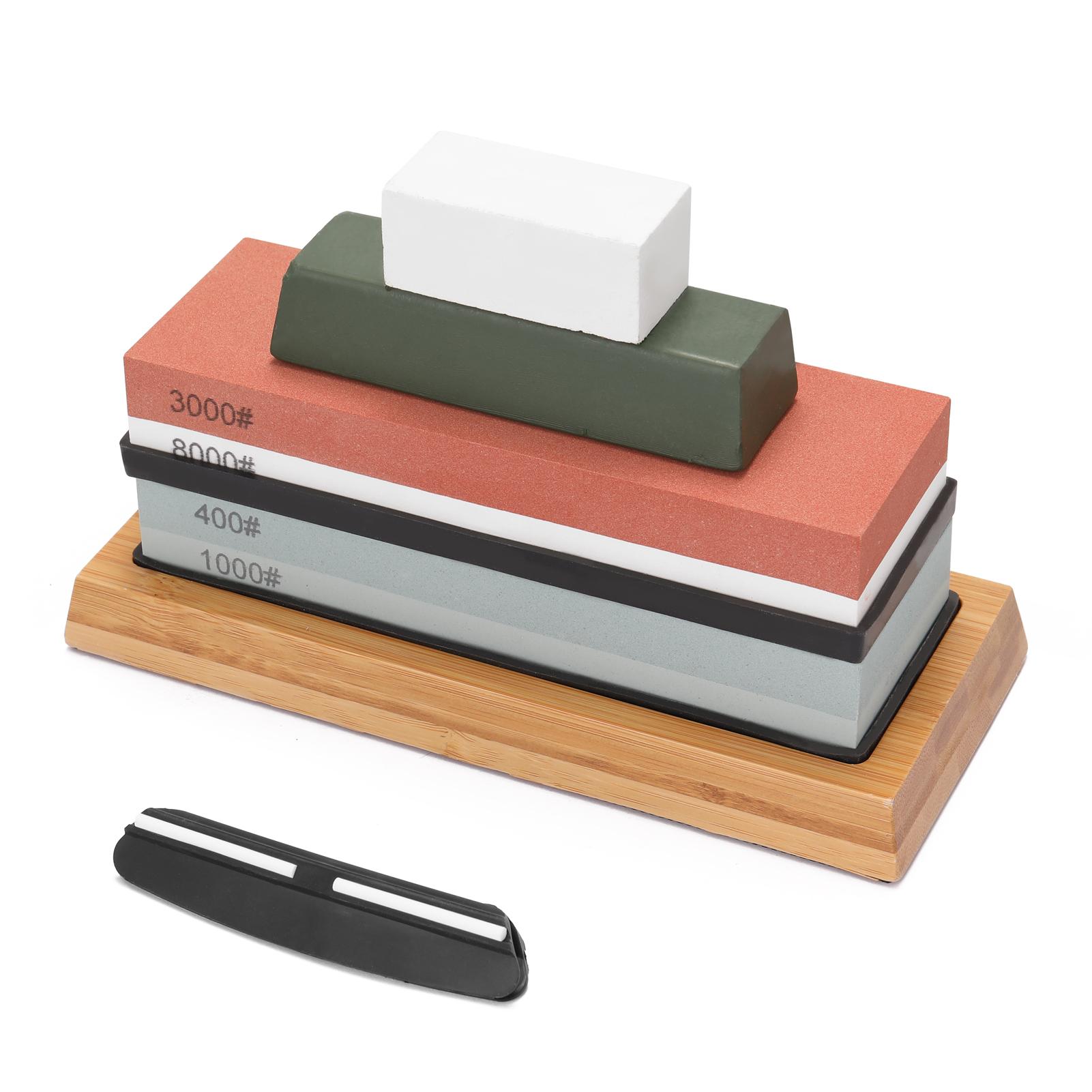 400#/1000# 3000#/8000# Premium Whetstone Cut Sharpening Stone Set Sharpener for All Blade Non Slip Base Cutter Sharpener