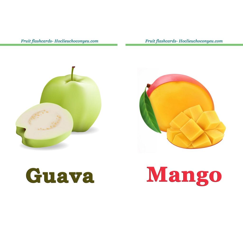 Flashcards Fruits - 40 thẻ chủ đề hoa quả