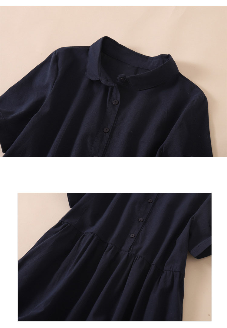 Đầm suông babydoll cổ sen dáng rộng chất liệu Linen mềm mịn mặc thoải mái, thoáng mát da158