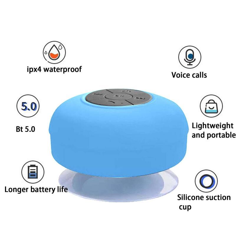 Loa Bluetooth mini Phòng tắm không thấm nước Âm thanh Loa vòi hoa sen không dây Ánh sáng RGB cho Loa Soundbar điện thoại Loa ô tô rảnh tay Màu sắc: Xanh lam