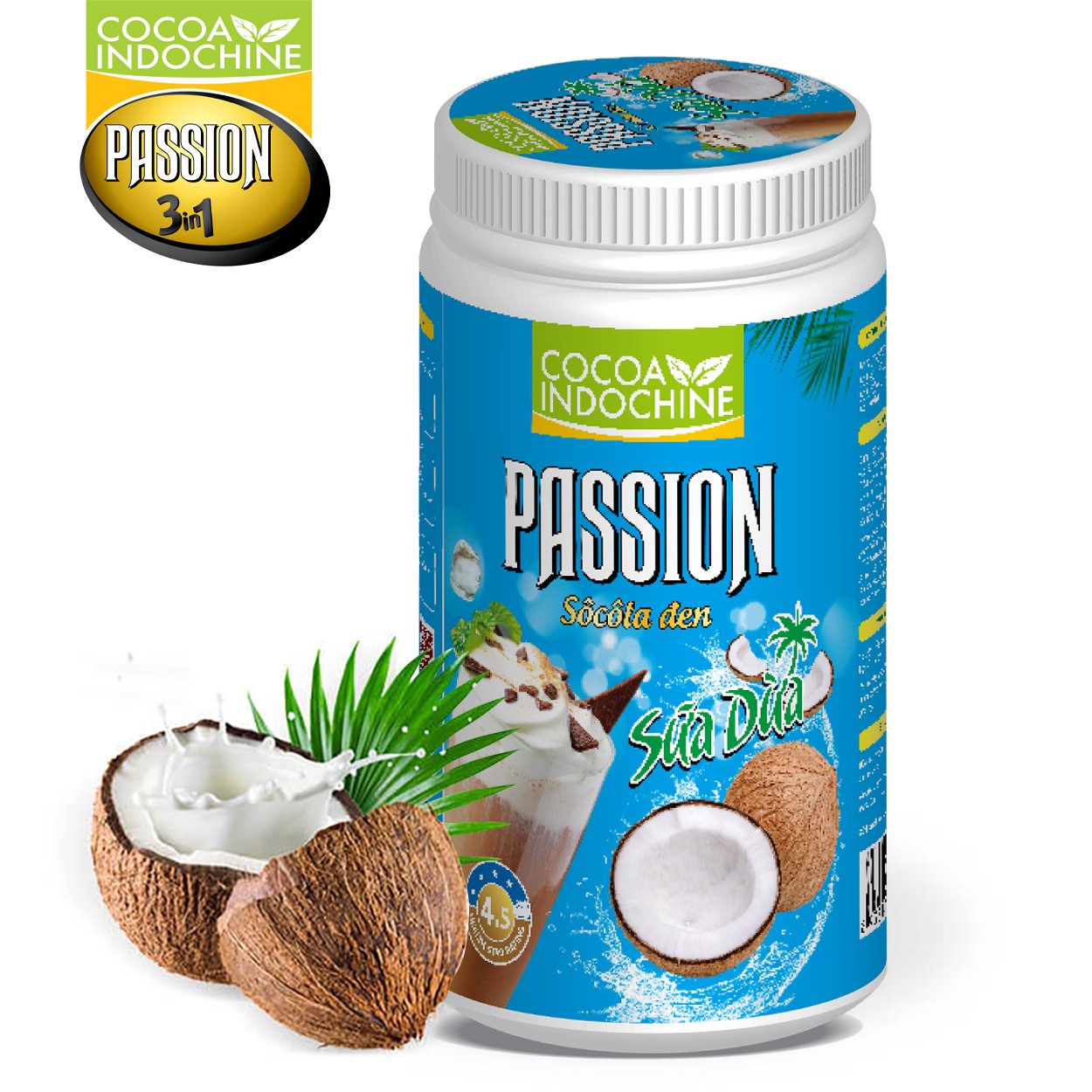 Bột ca cao sữa dừa Passion - Chuyên pha chế trà sữa, milo dầm, thức uống sô cô la cacao thơm ngon tiện lợi - Hũ 750g