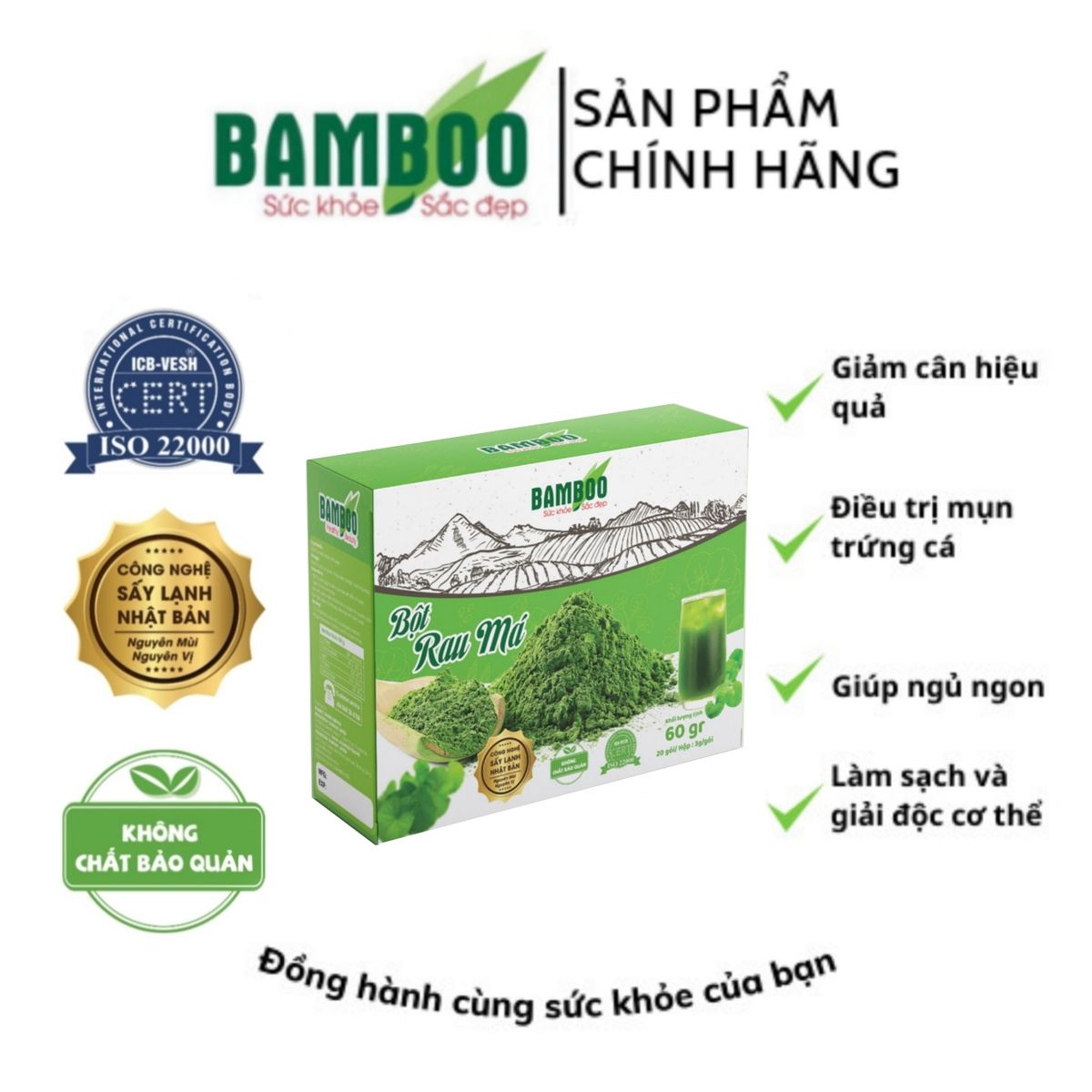 [CHÍNH HÃNG] BỘT RAU MÁ BAMBOO NGUYÊN CHẤT