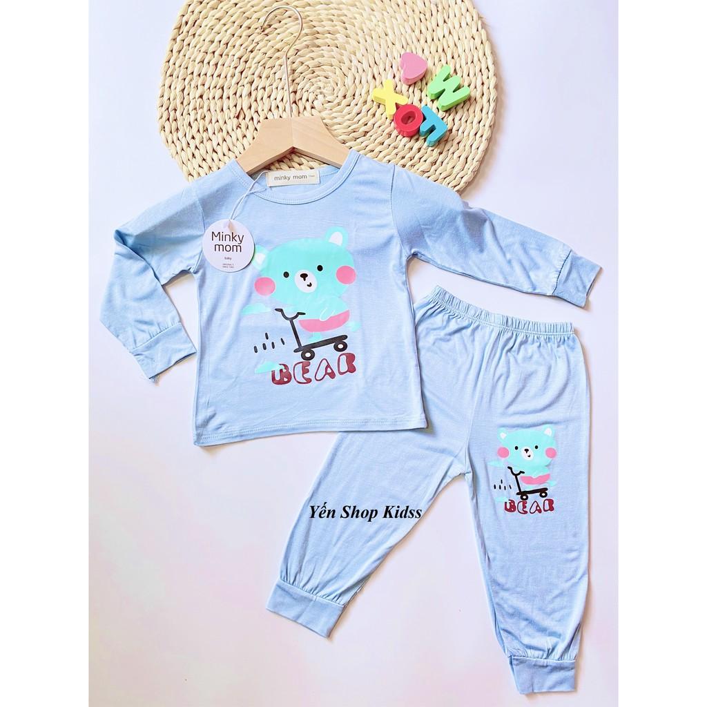 Bộ Dài Tay Minky Mom Chất Thun Lạnh Họa Tiết Thỏ Xe Đạp_Gấu Má Hồng Dễ Thương Cho Bé (Size 6_19kg)(SP001206)