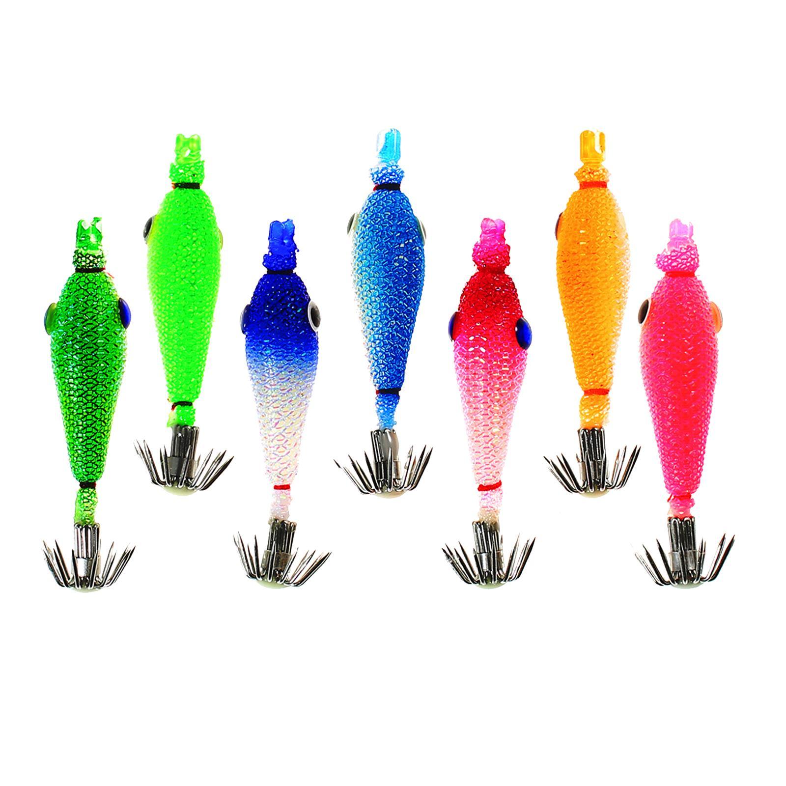 7Pcs Luminous Squid Jig Hooks Sea Fishing Tackle Glow Squid Jigs Squid Hooks