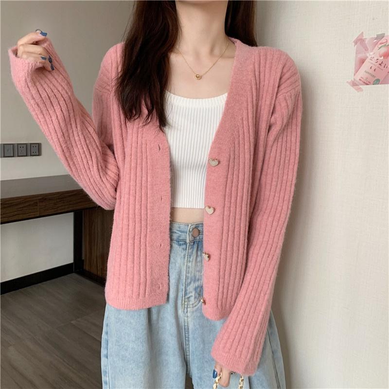 Áo khoác cardigan len nữ loại dày phong cách trẻ trung kết hợp cùng váy xinh xắn