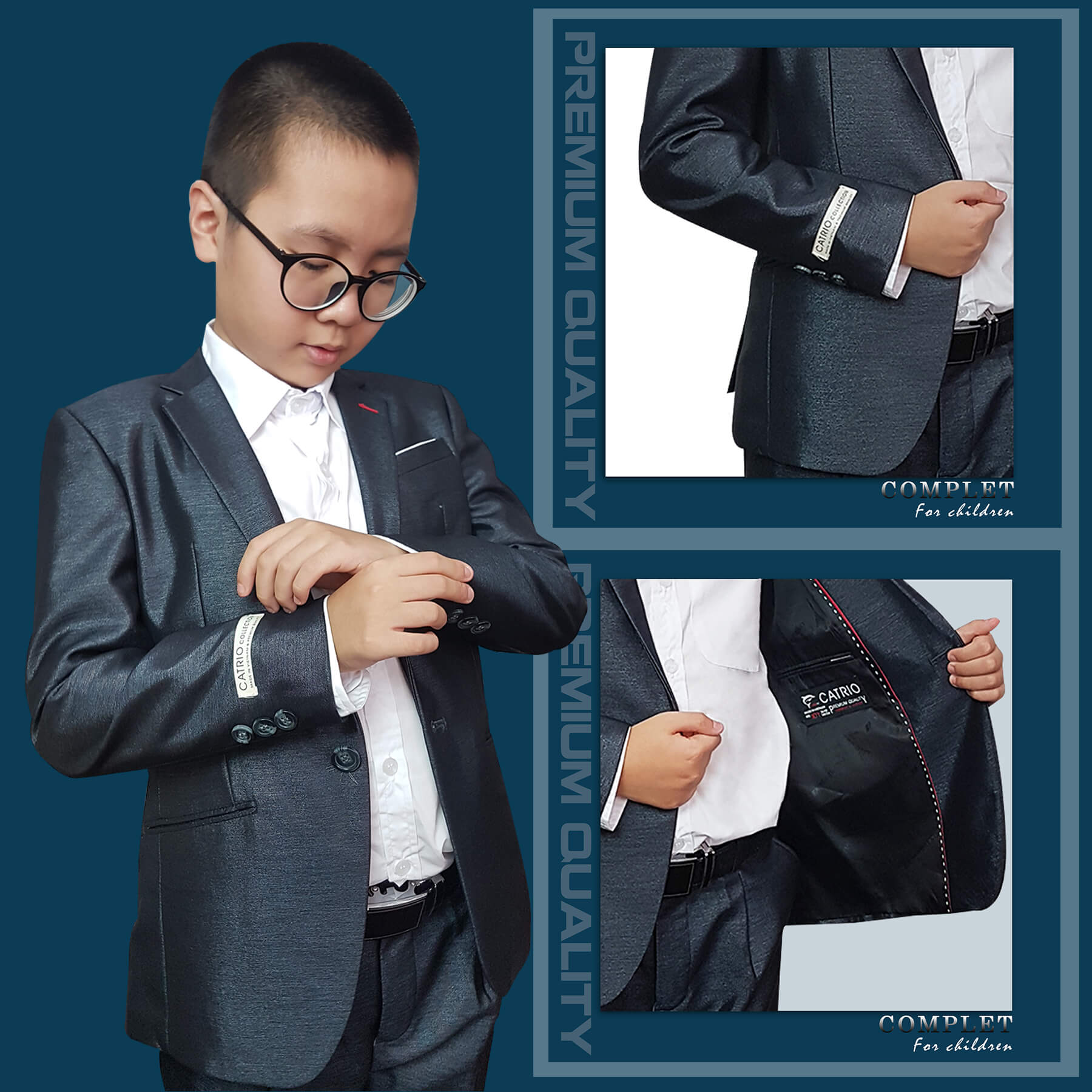 BỘ ĐỒ VEST BÉ TRAI CATRIO ACT309 CHO TRẺ EM TỪ 2 TUỔI ĐẾN 11 TUỔI THUỘC BST QUẦN ÁO COMPLET VESTON THỜI TRANG TRẺ EM CATRIO 2021