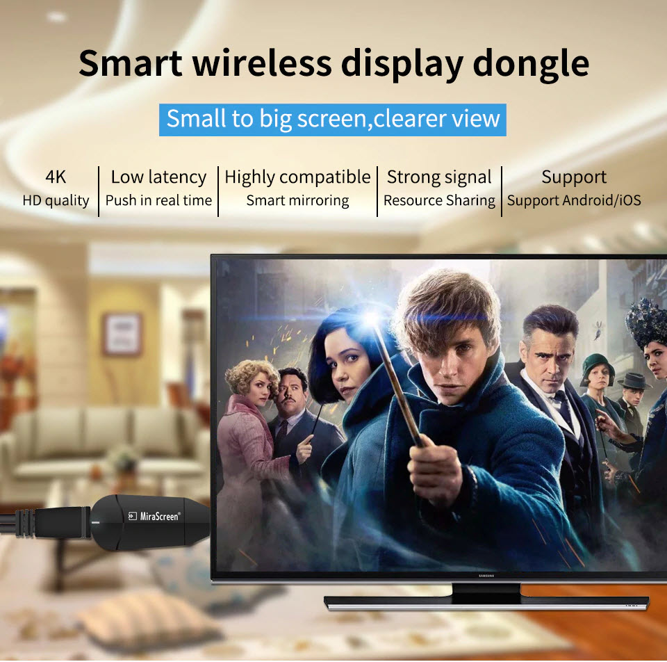 MiraScreen K6 - HDMI Không Dây - Thiết Bị HDMI Không Dây Mirascreen Kết Nối Điện Thoại,Máy Tính, Tivi Chất Lượng 4K Đạt Chuẩn Hiện Đại Đảm Bảo Chất Lượng Truyền Tải Luôn Ổn Định Và Nhanh Chóng - Phá Bỏ Mọi Giới Hạn Công Nghệ - Hàng Chính Hãng