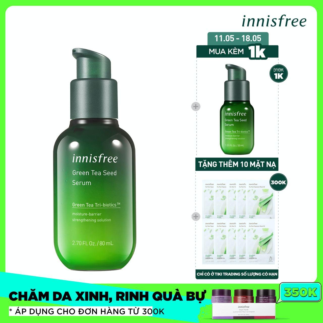 Tinh chất dưỡng ẩm cô đặc từ trà xanh và dầu hạt trà xanh tươi Jeju Innisfree The Green Tea Seed Serum 80ml - NEW