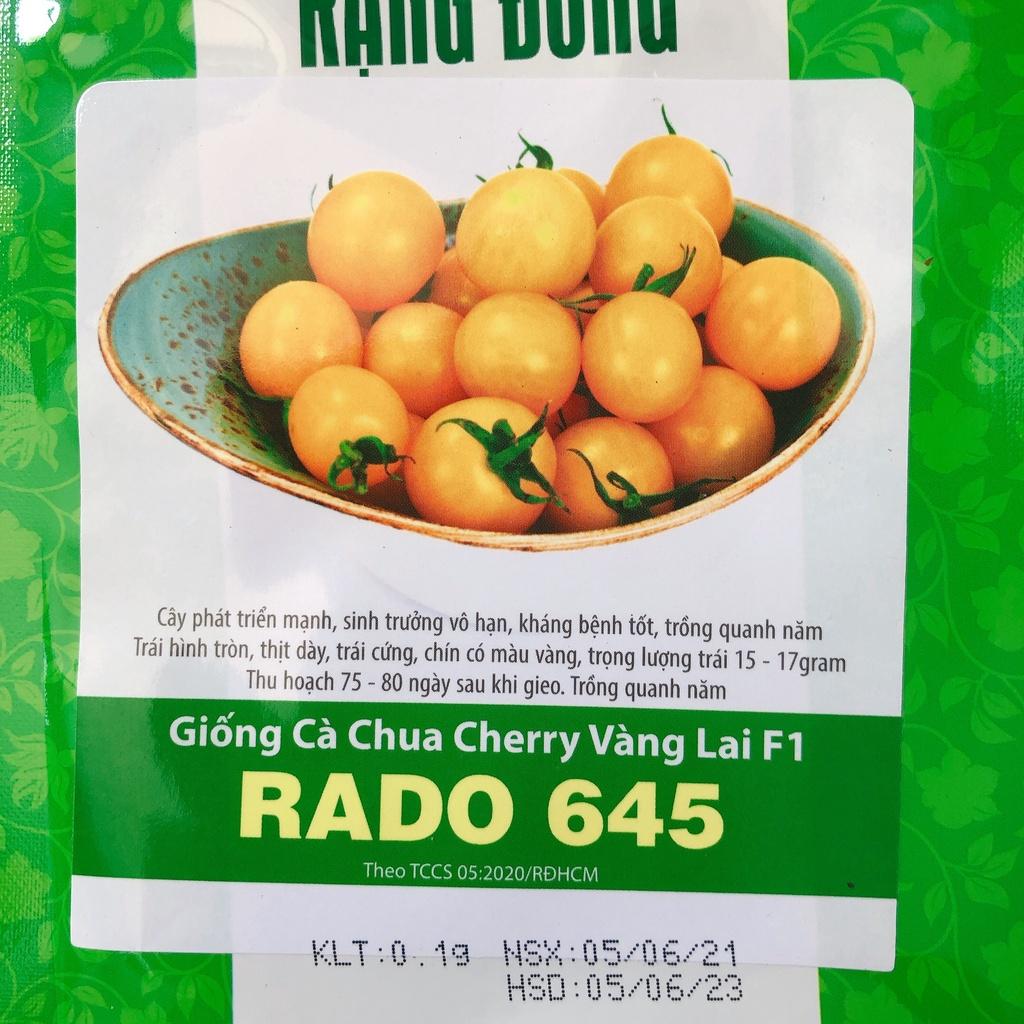 Hạt giống Cà chua Cherry vàng lai F1 Rado 645 RD - 0.1gr - RẠNG ĐÔNG - Trái hình tròn, trái cứng, chín có màu vàng, sinh trưởng vô hạn