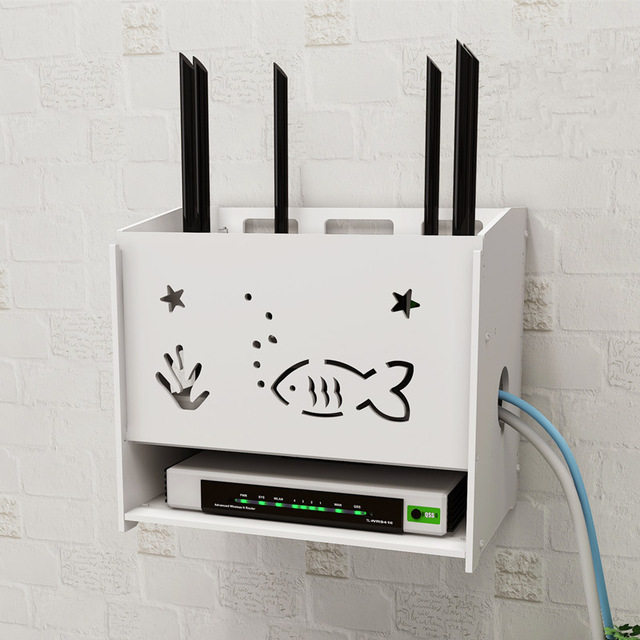 Hộp đựng wifi &amp; ổ điện tiện lợi CÁ VÀ TẢO 3 Tầng không cần khoan tường