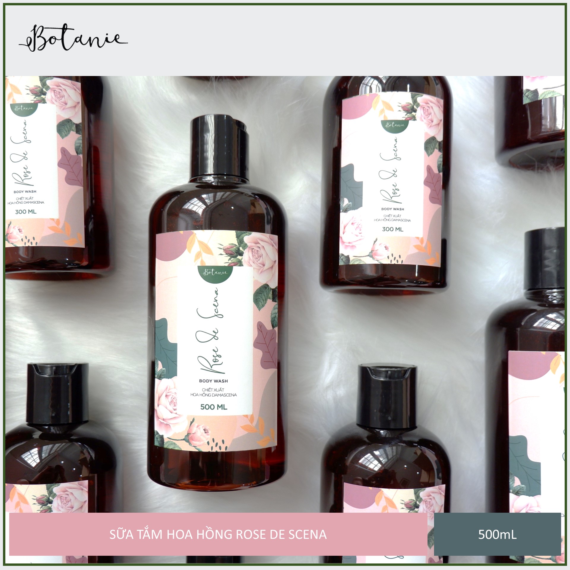 Sữa tắm cao cấp Rose de Scena 500ml - Hoa hồng Damascena - Bulgaria - Dịu nhẹ, dưỡng da mịn màng