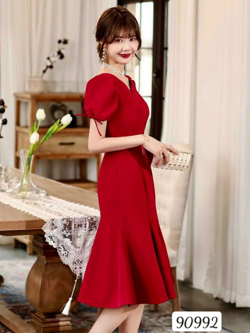 ĐẦM UMI CỔ CHỮ V HIỆN ĐẠI D90992
