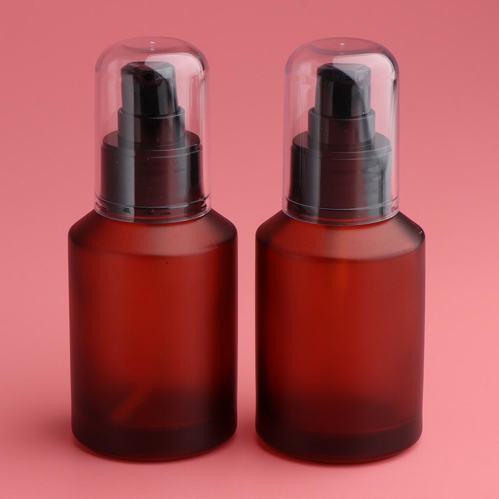 4pcs Empty Spray Pump Bottle Refillable Amber Glass Lotions Bottle 60ml/15ml