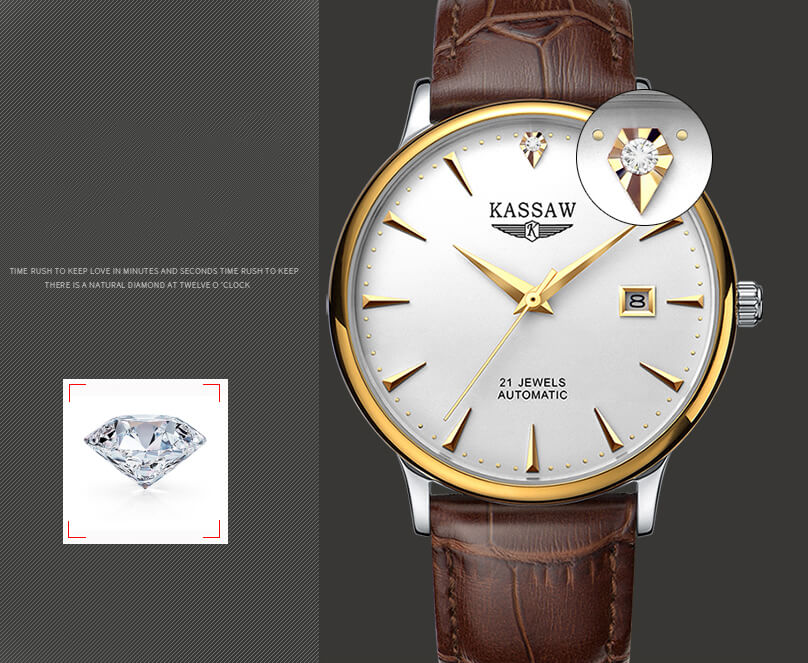 Đồng hồ nam chính hãng KASSAW K865-1 chống nước,chống xước,kính sapphire ,mặt trắng dây da xịn ,hàng mới 100% ,Đồng hồ cơ ,Thiết kế đơn giản và sang trọng