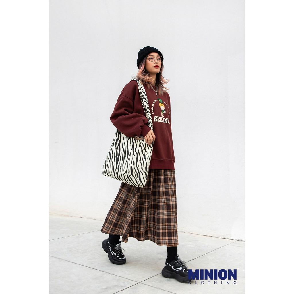 Chân váy dài kẻ caro dáng xoè MINION CLOTHING lưng cạp thun chất dạ 2 lớp có lót Ulzzang Streetwear Hàn Quốc V2801