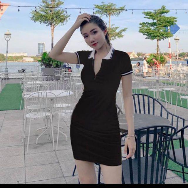 Váy body khóa cổ chất cotton chính phẩm mịn đẹp
