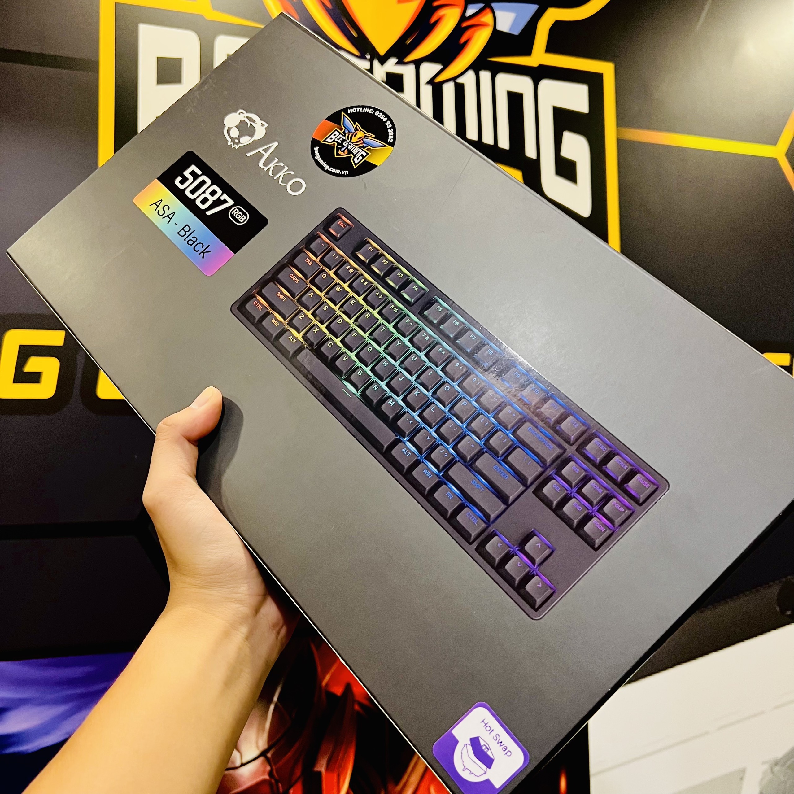 Bàn phím cơ AKKO chính hãng 5087 RGB - Black / White - Hàng chính hãng