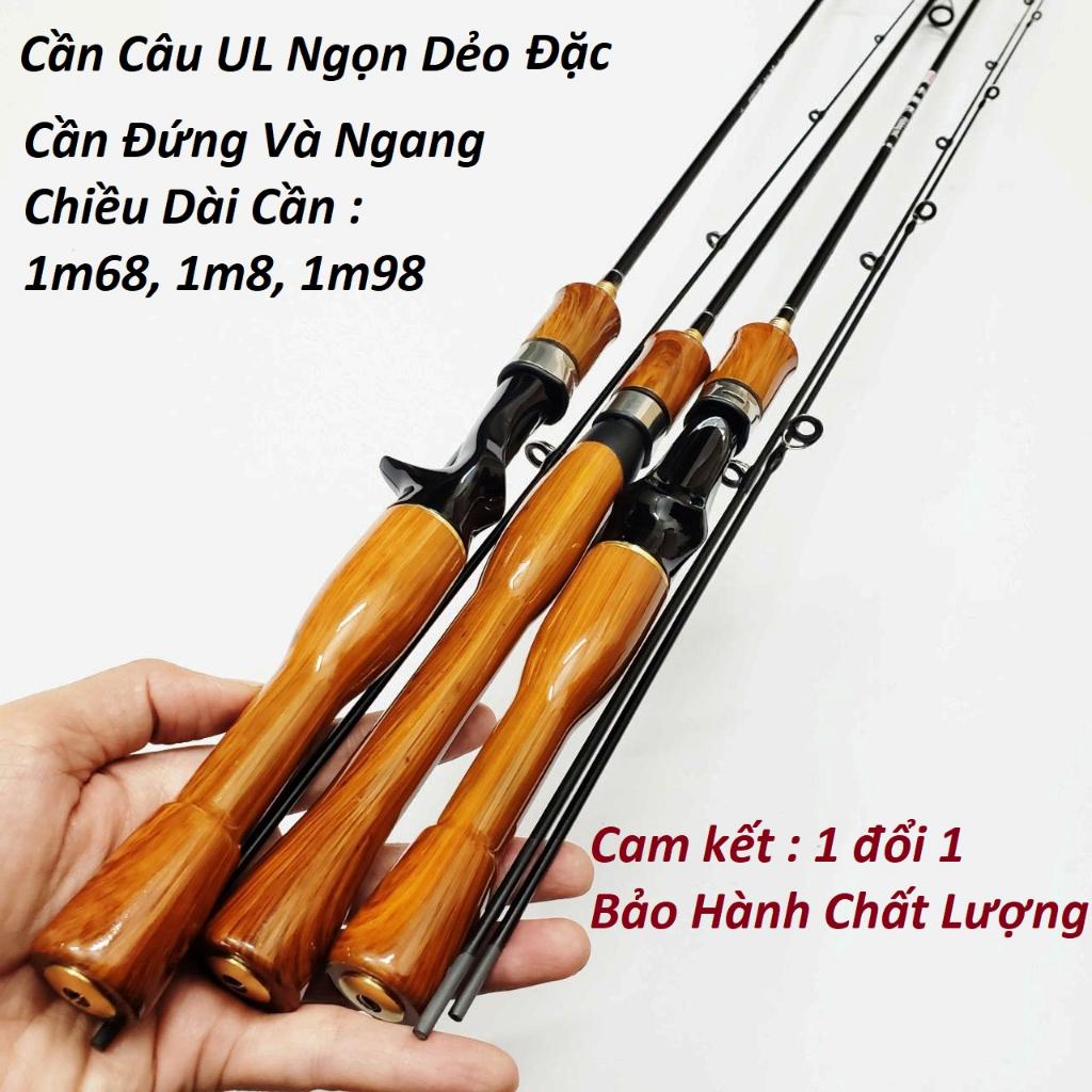 Cần câu máy Lure UL 2 khúc ngọn dẻo máy đứng, máy ngang cán gỗ dài 1m68, 1m8, 1m98 AnhNamFishing