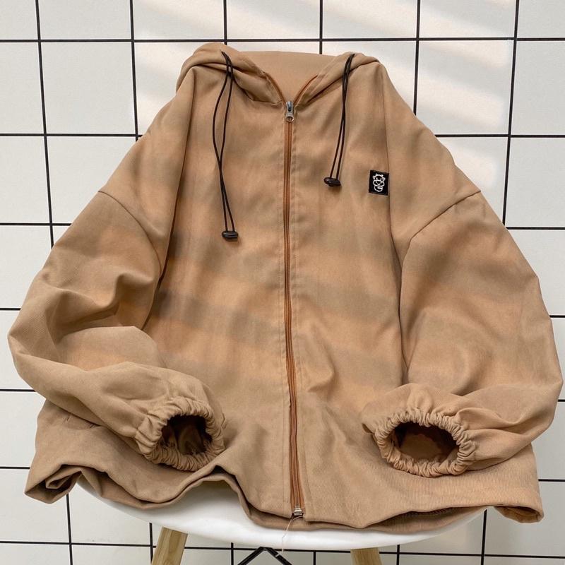 Áo khoác Jacket form rộng tay dài Nhung Gân COW ulzzang