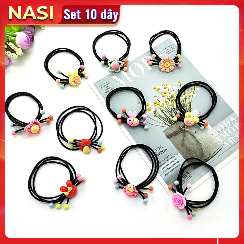 Dây buộc tóc cho bé gái [Set 10 dây] NASI dễ thương phong cách hàn quốc thun cột tóc nữ co giãn tốt phụ kiện tóc giao ngẫu nhiên