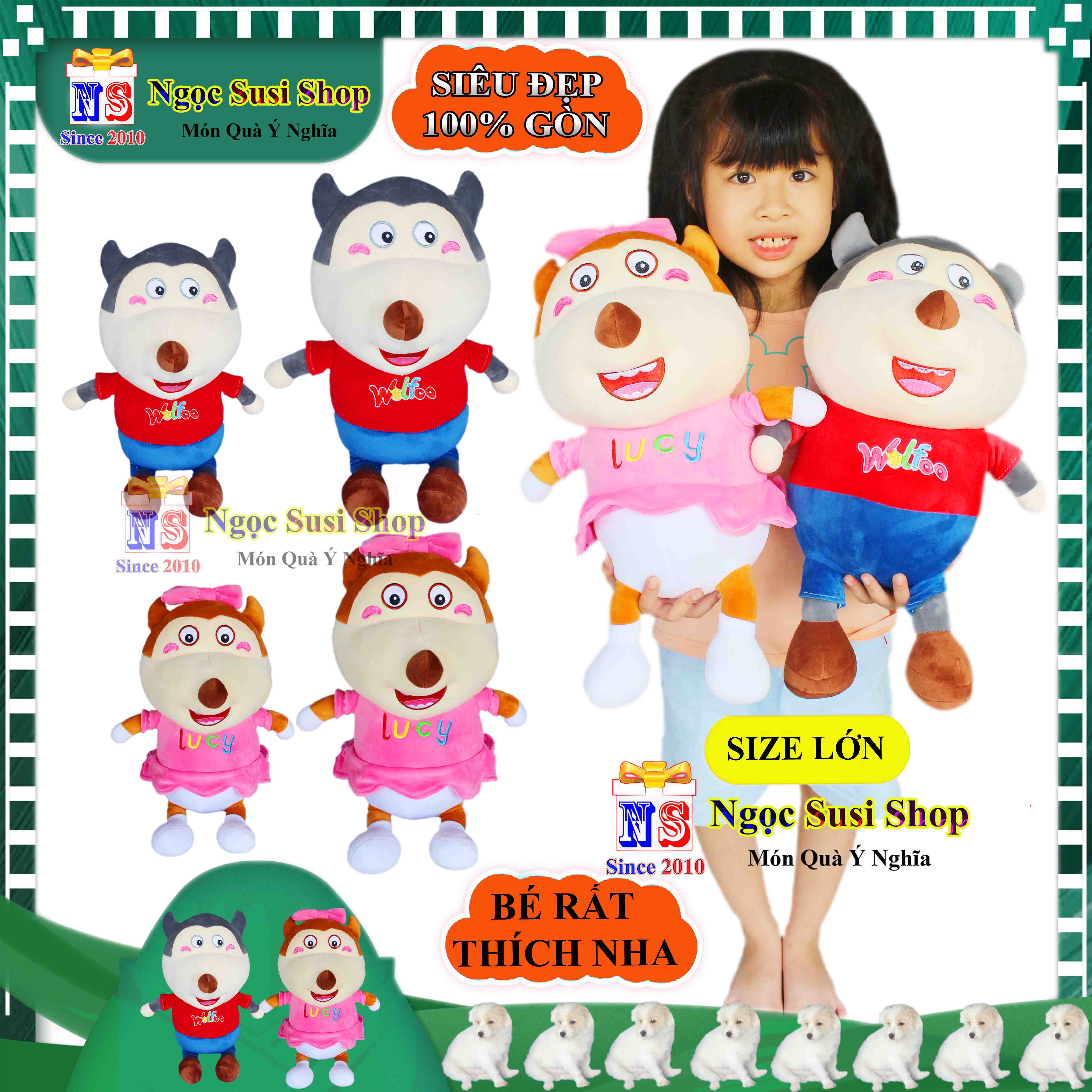 GẤU BÔNG CHÓ SÓI WOLFOO & LUCY SIÊU DỄ THƯƠNG CHO BÉ YÊU - THÚ BÔNG CHÓ SÓI