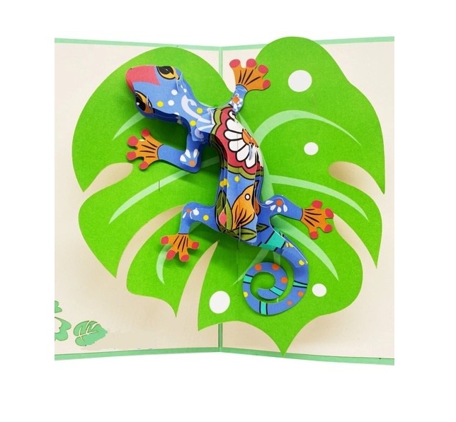 Thiệp 3D Tắc Kè Hoa Nghệ Thuật – Thiệp Pop Up Độc Lạ, Sáng Tạo, Tặng Sinh Nhật, Bạn Bè, Đồng Nghiệp, A30