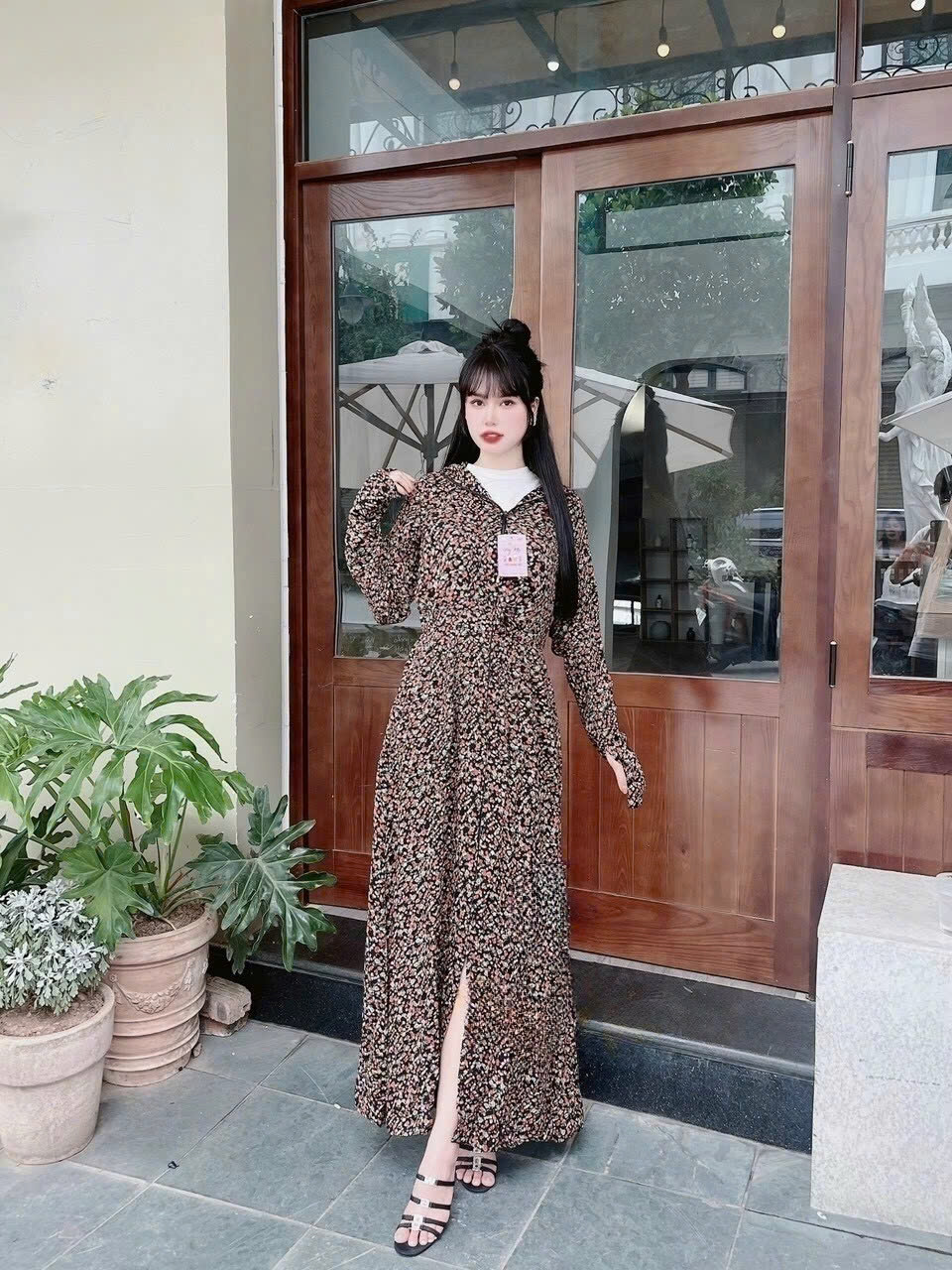 Áo chống nắng toàn thân nữ 3 lớp vải lanh nhung Nhật xịn dài phủ kín chân - ao chong nang nu toan than