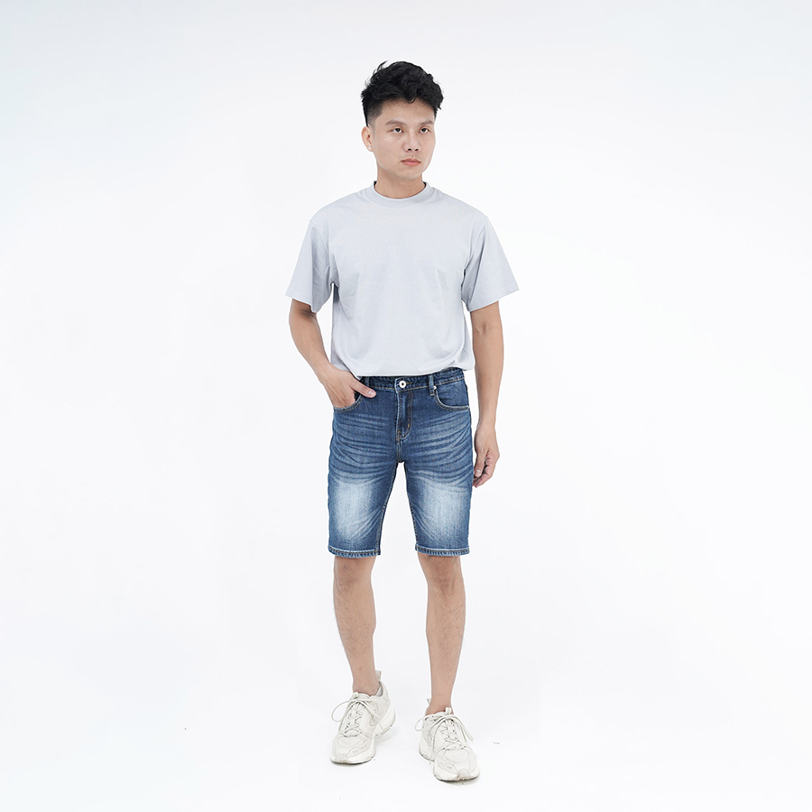 Quần Short Jeans Nam Cao Cấp HUNTER X-RAYS Form Slimfit Thun Màu Xanh S58